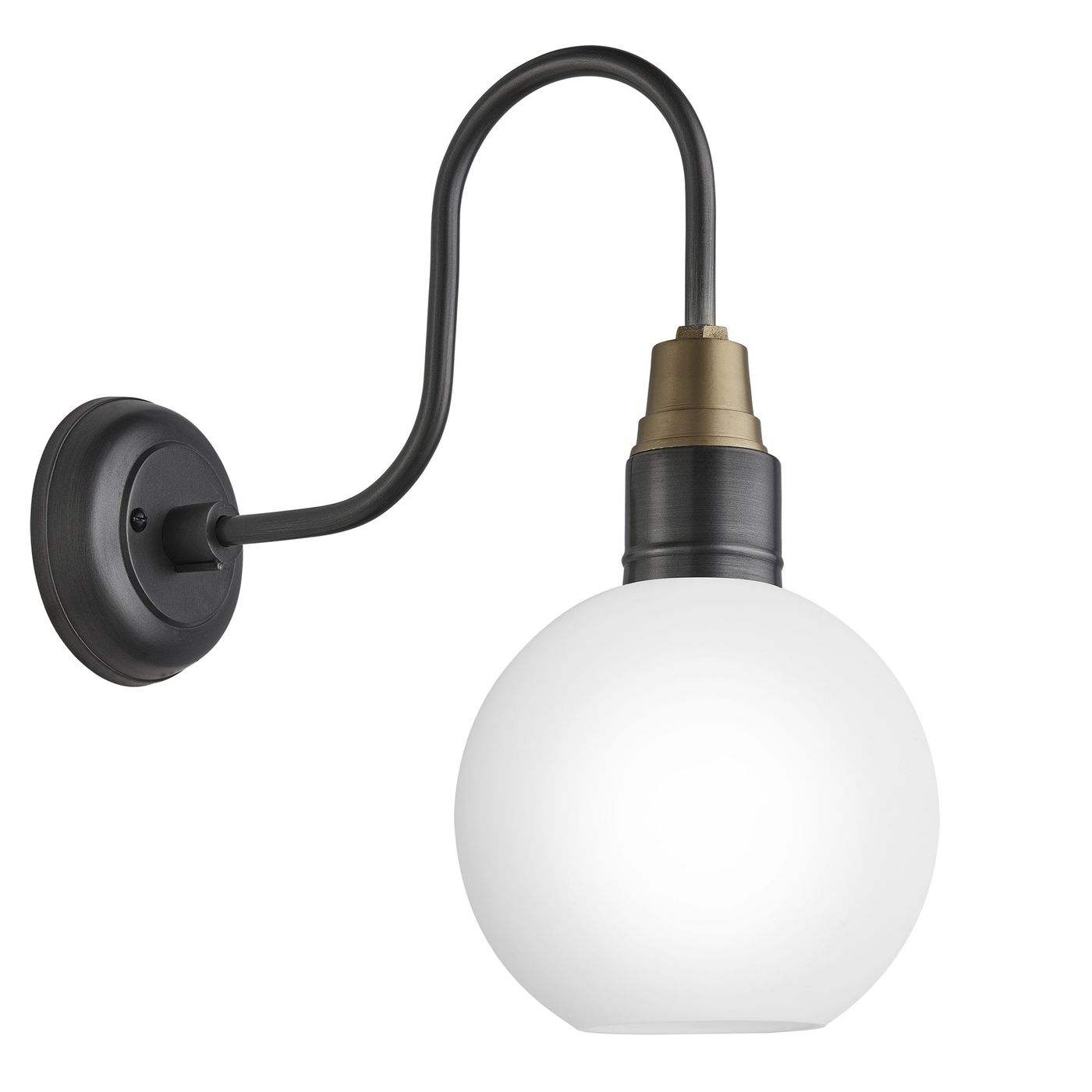 Swan Neck Opal Glass Globe Wall Light - 7 Inch Industville SN-OGL-GLWL7-W-PH