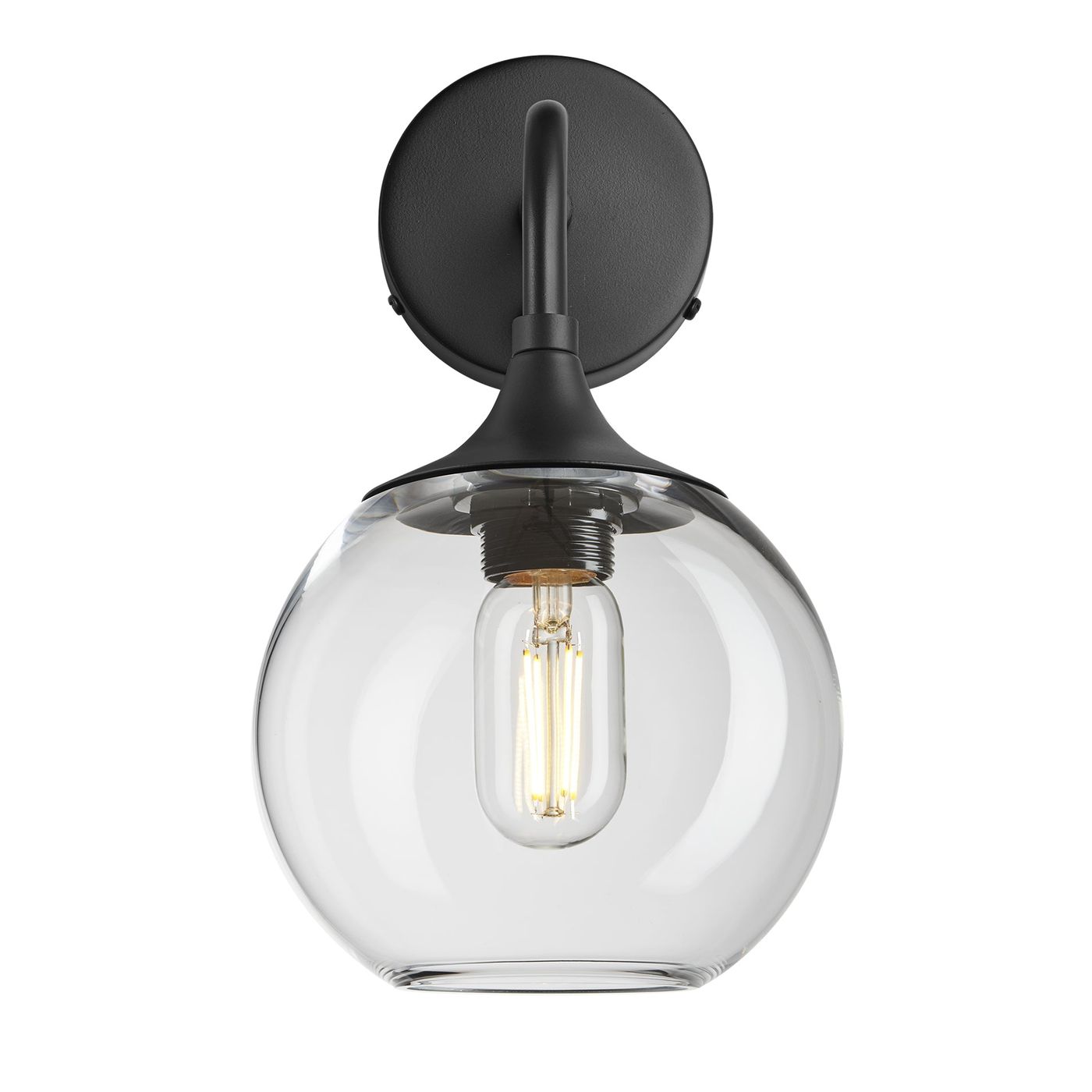 Clear Glass with Black Holder Chelsea Globe Wall Light  CH-GLGLWL7-CL-BKH