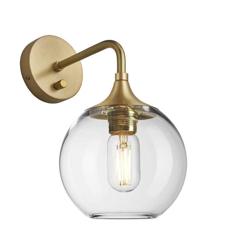 Chelsea Glass Globe Wall Light - 7 Inch - Brass Holder - Modern Decorative Lighting - Industville Lighting UK