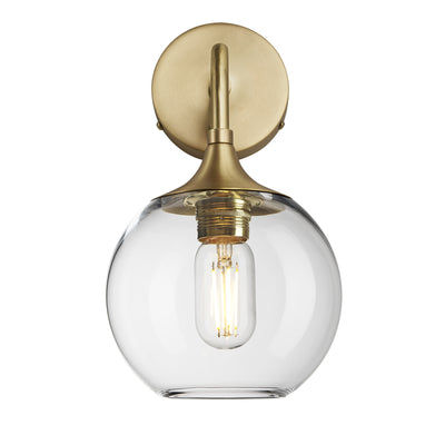 Clear Glass with Brass Holder Chelsea Globe Wall Light  CH-GLGLWL7-CL-BH