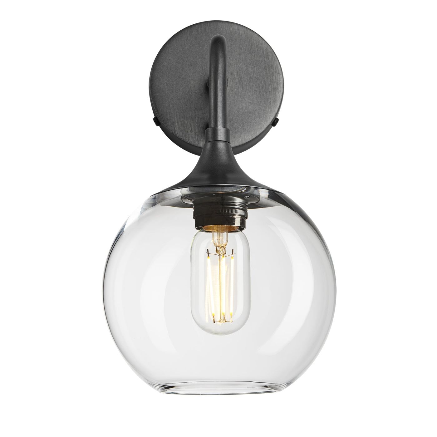 Clear Glass with Pewter Holder Chelsea Globe Wall Light  CH-GLGLWL7-CL-PH