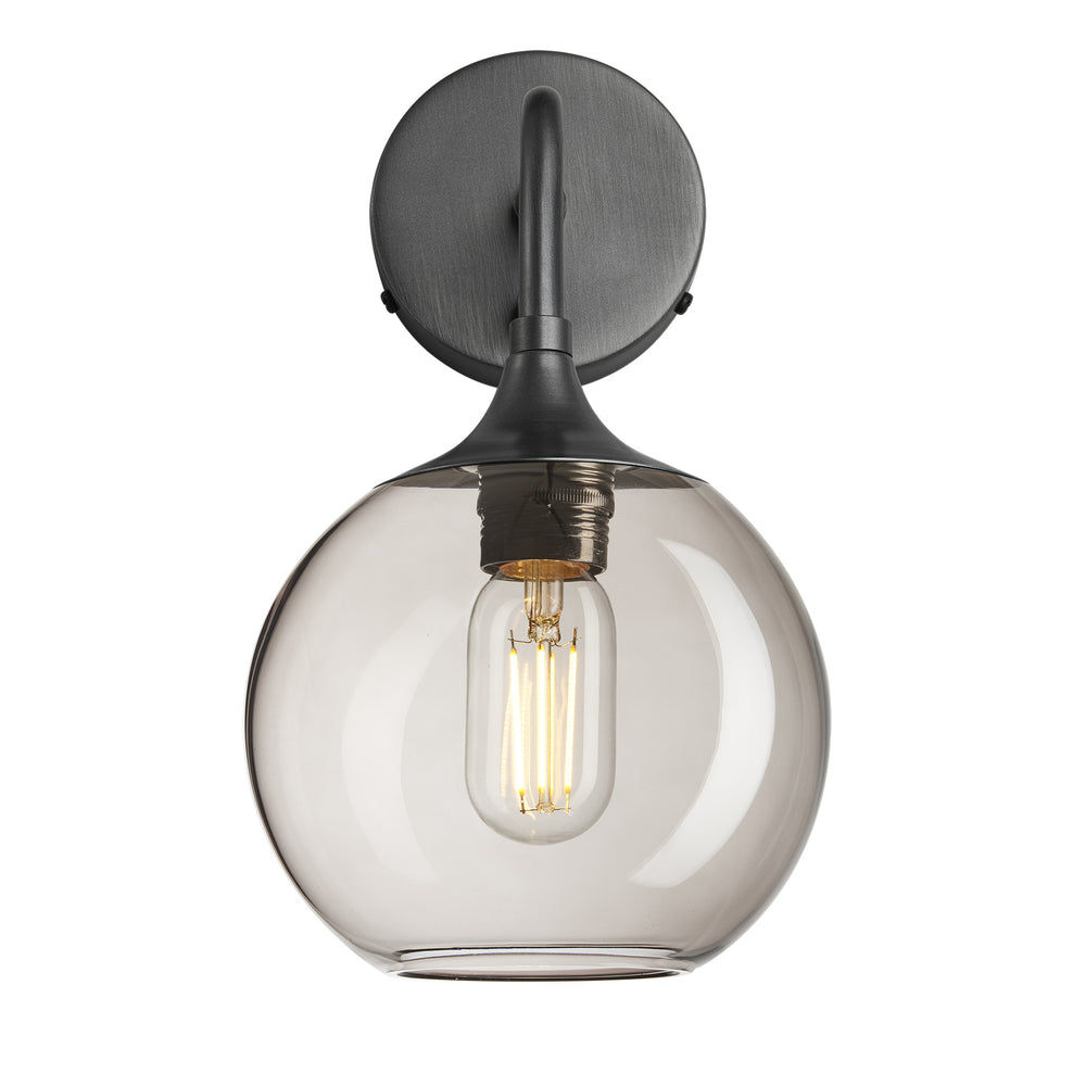 Smoked Glass Mocha with Pewter Holder Chelsea Globe Wall Light  CH-SGL-GLWL7-MO-PH