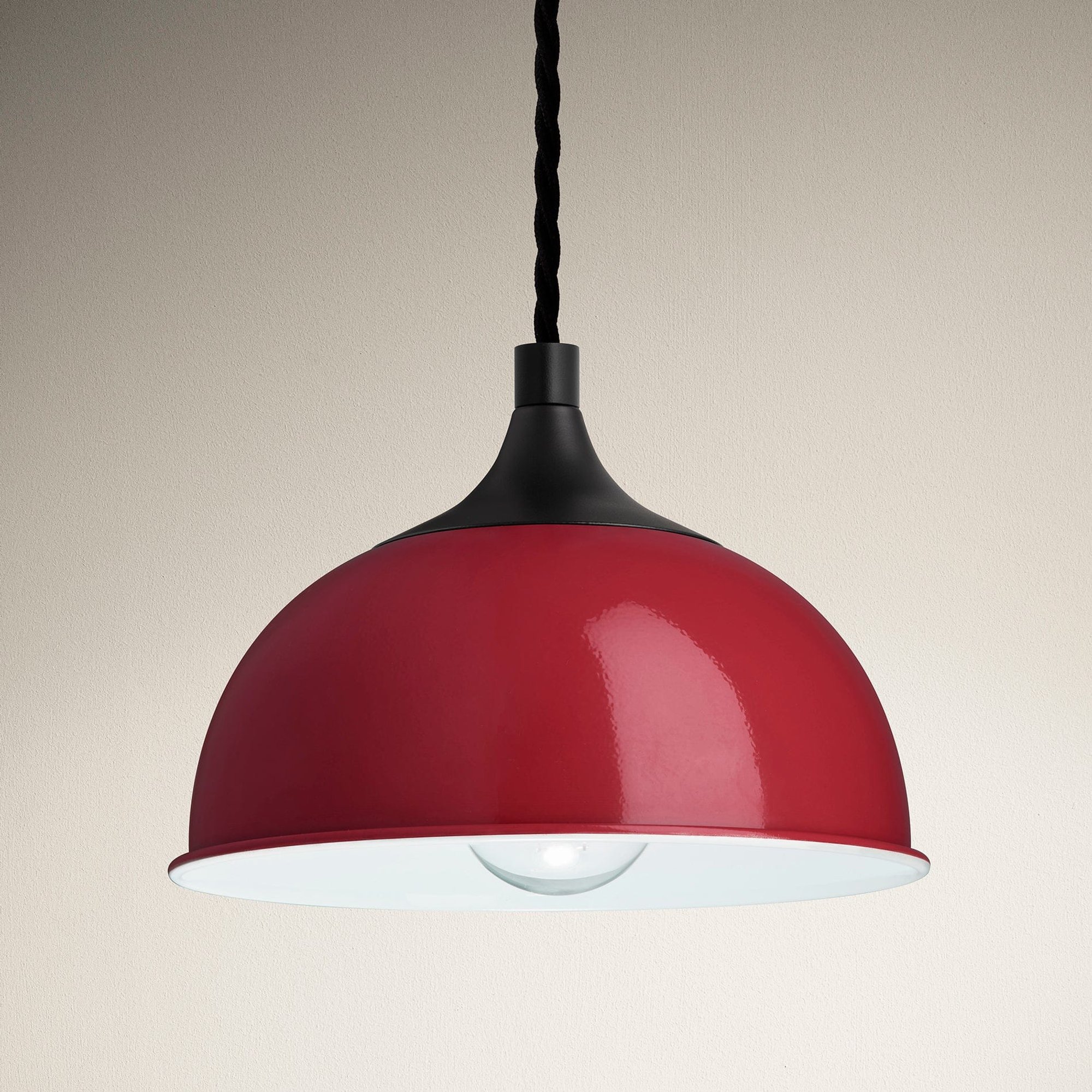 Burgundy with Black Holder Chelsea Dome Pendant - 8 Inch - CH-DP8-BU-BKH