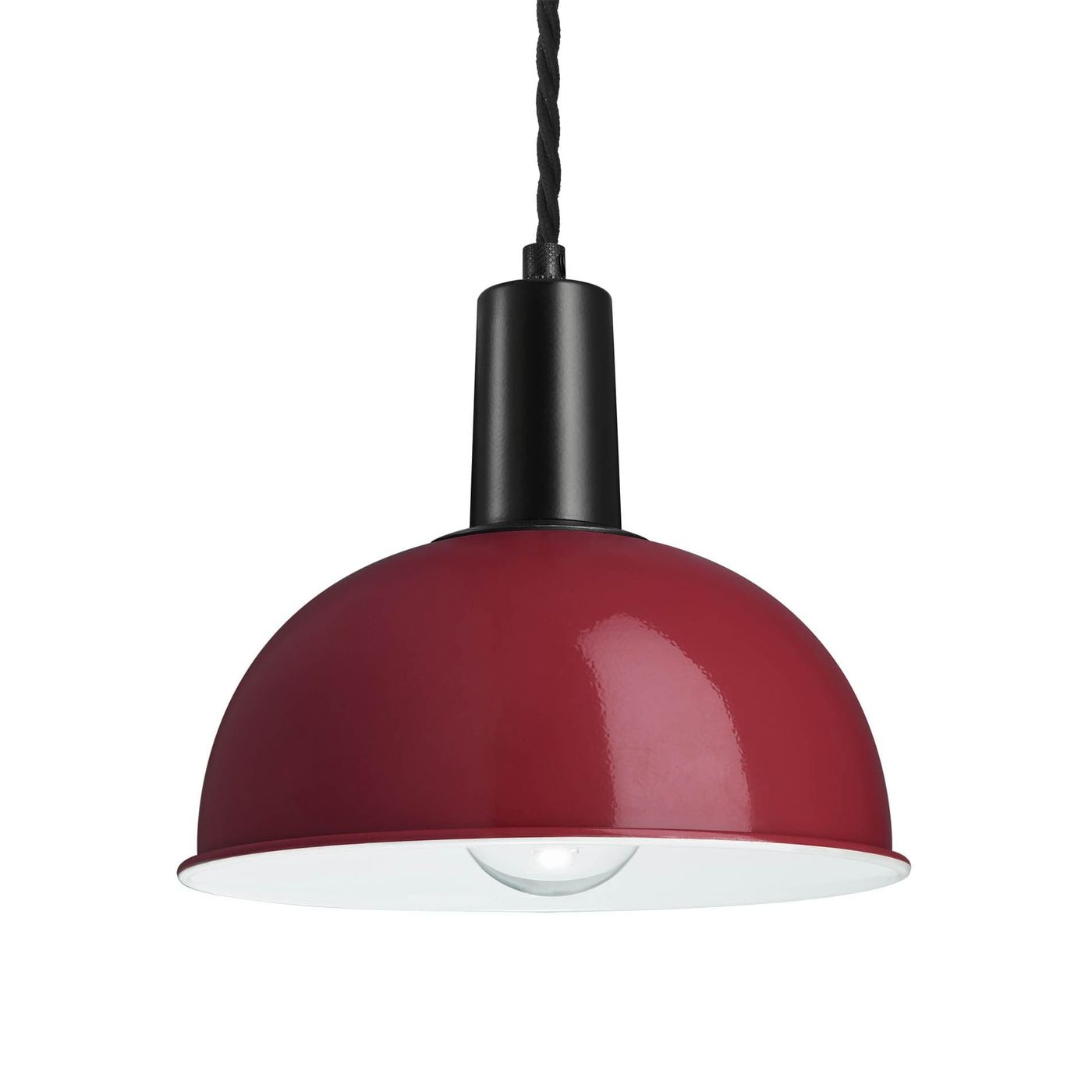 Burgundy Sleek Dome Pendant in 8 Inch with Black Holder Product Code SL-DP8-BU-BKH