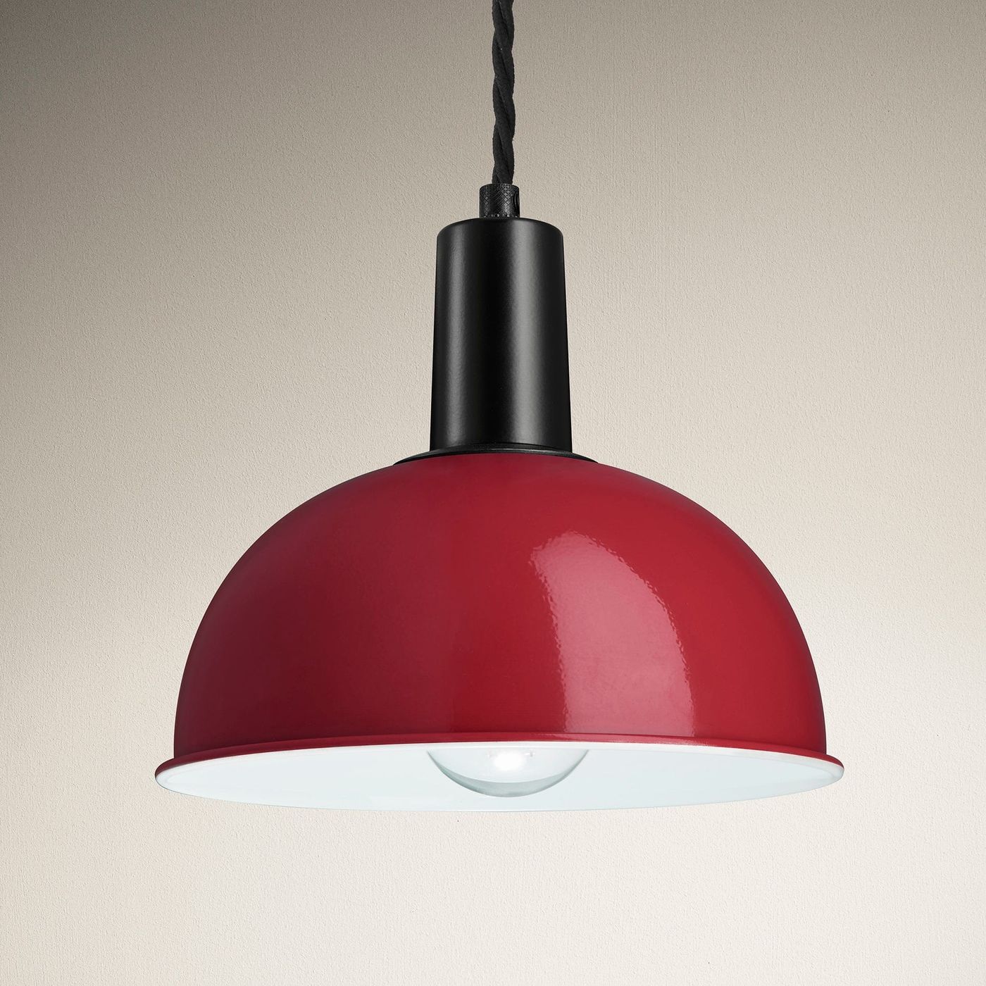 Burgundy Sleek Dome Pendant in 8 Inch with Black Holder Product Code SL-DP8-BU-BKH