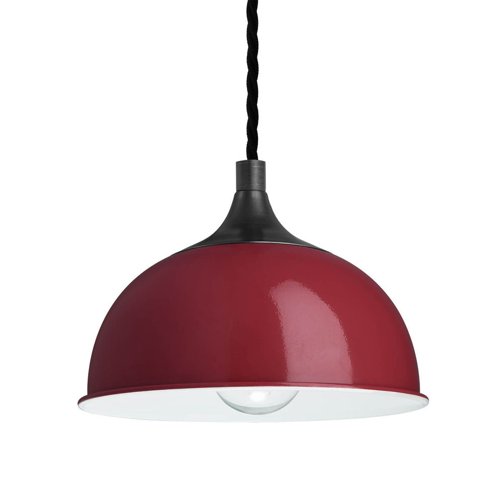 Burgundy with Pewter Holder Chelsea Dome Pendant - 8 Inch - CH-DP8-BU-PH