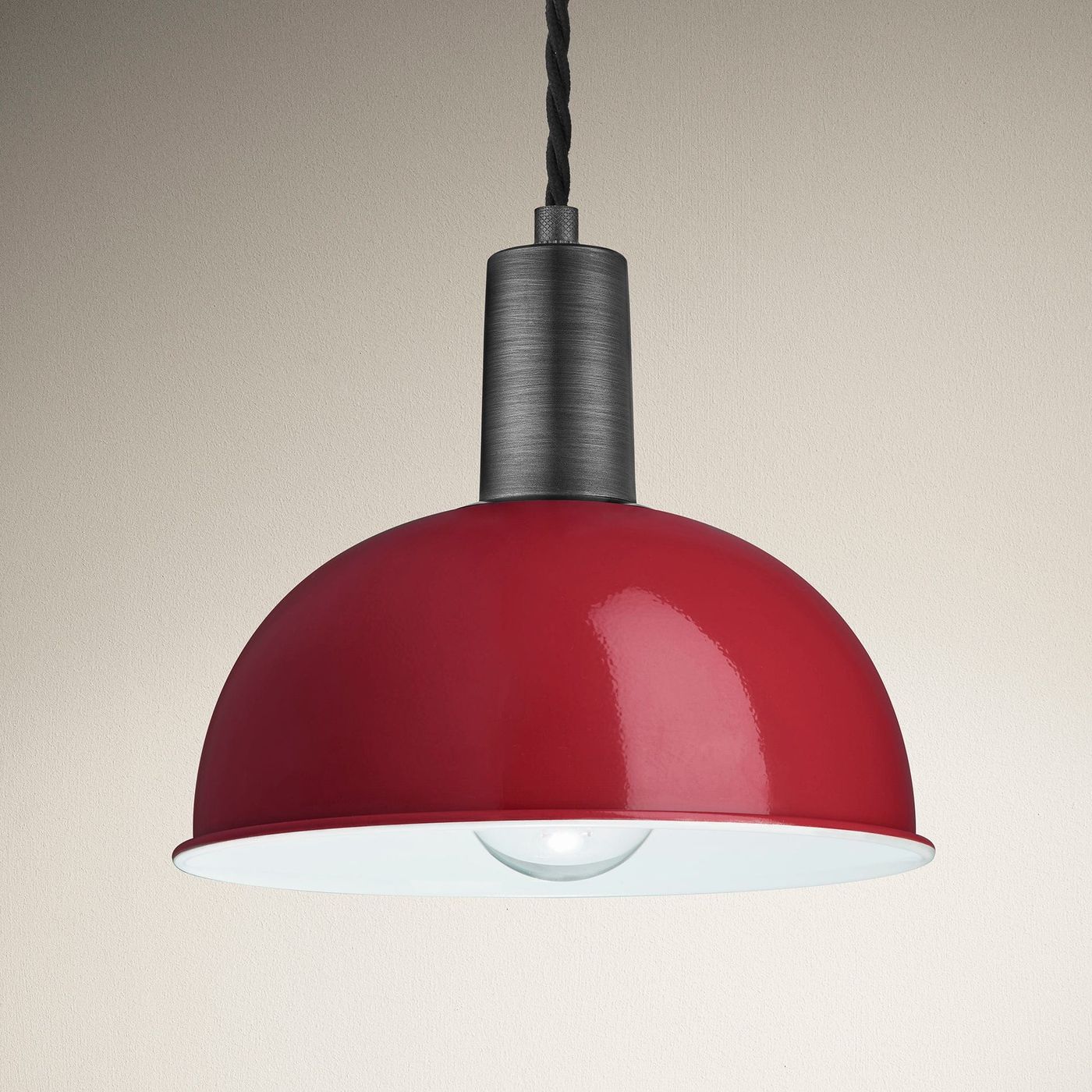 Burgundy Sleek Dome Pendant in 8 Inch with Pewter Holder Product Code SL-DP8-BU-PH