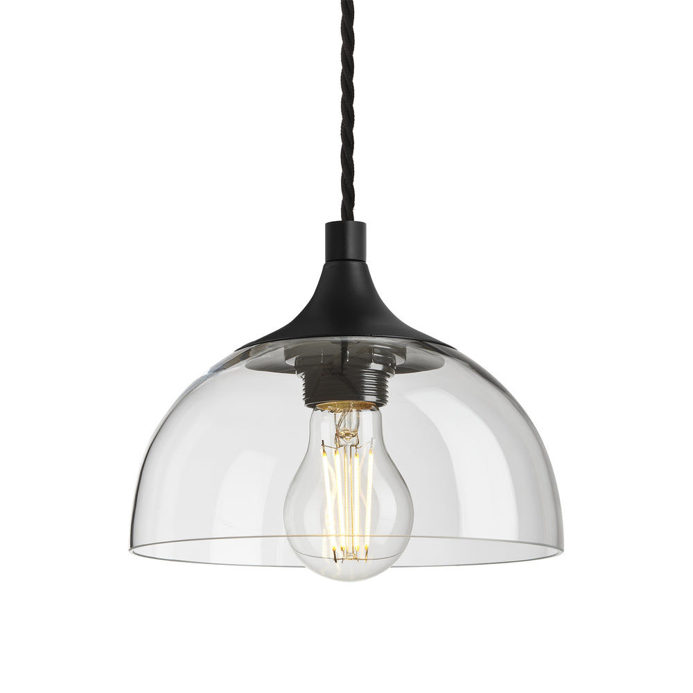 Clear Glass with Black Holder Chelsea Dome Pendant Light CH-GLDP8-CL-BKH