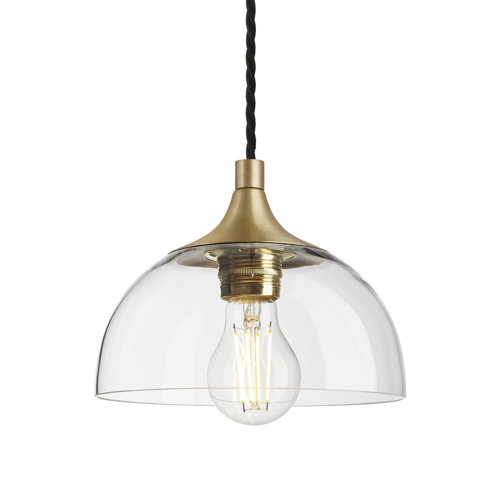 Clear Glass with Brass Holder Chelsea Dome Pendant Light CH-GLDP8-CL-BH