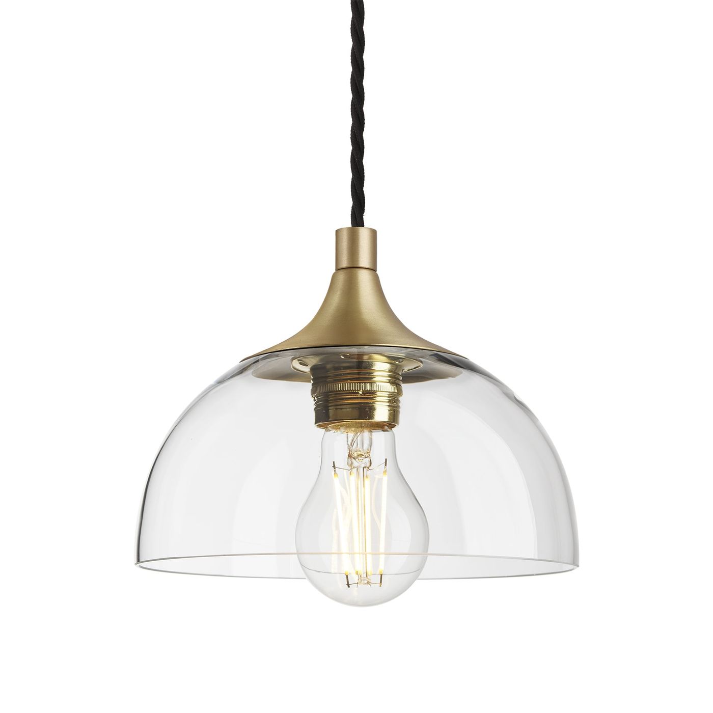 Clear Glass with Brass Holder Chelsea Dome Pendant Light CH-GLDP8-CL-BH