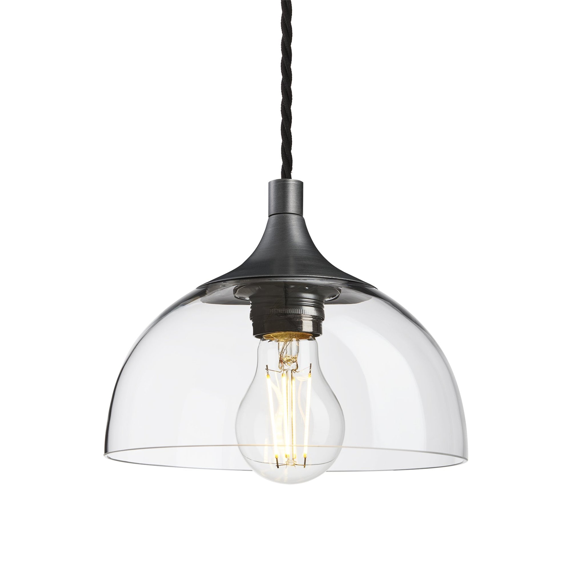 Clear Glass with Pewter Holder Chelsea Dome Pendant Light CH-GLDP8-CL-PH