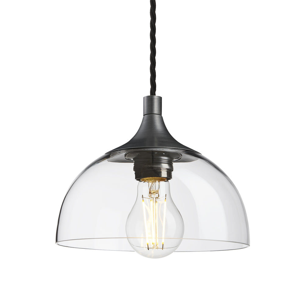 Clear Glass with Pewter Holder Chelsea Dome Pendant Light CH-GLDP8-CL-PH