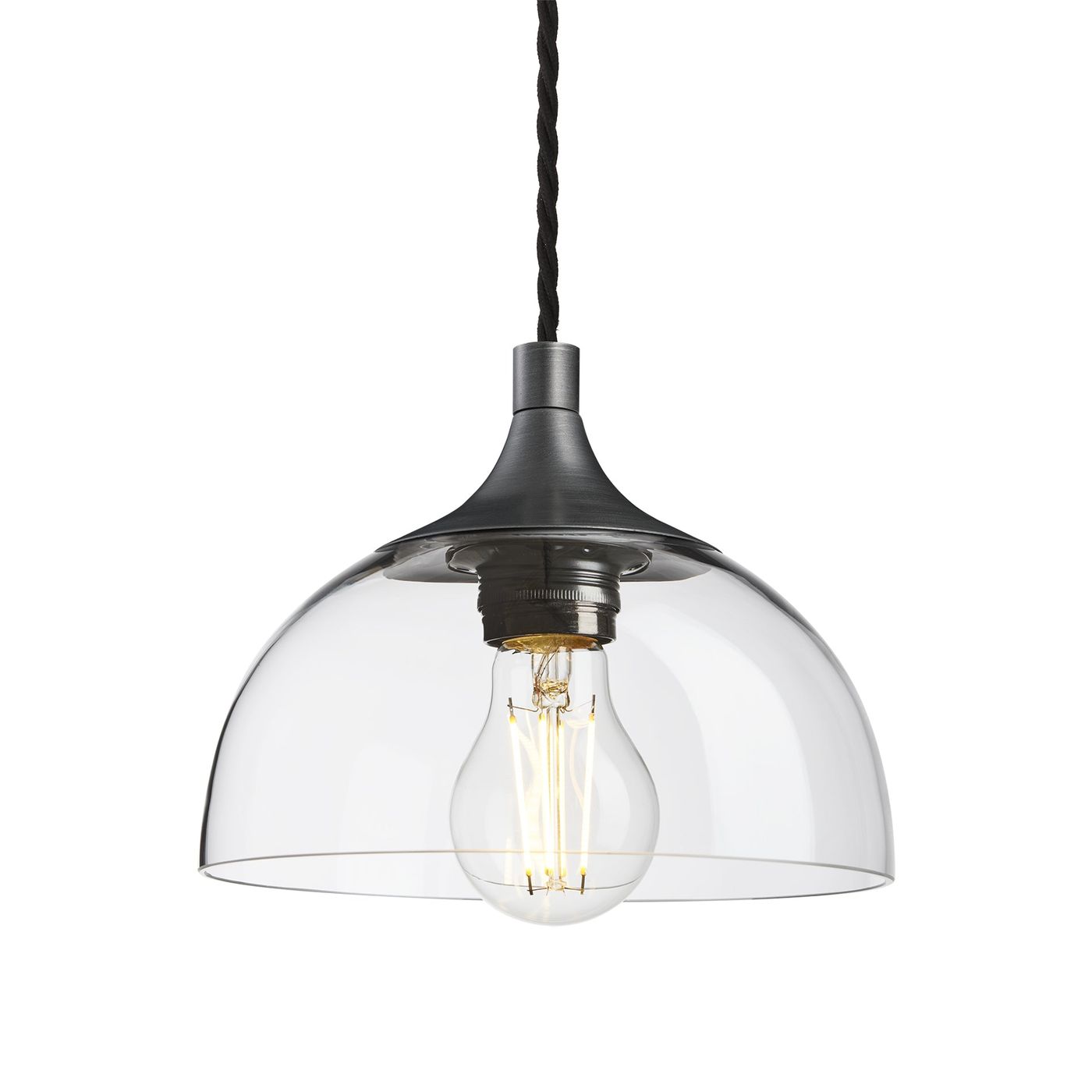 Clear Glass with Pewter Holder Chelsea Dome Pendant Light CH-GLDP8-CL-PH