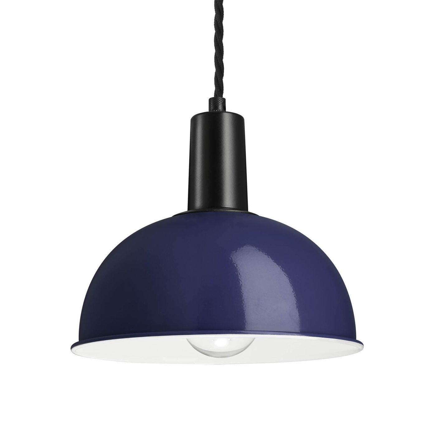 Dark Blue Sleek Dome Pendant 8 Inch with Black Holder - Product Code SL-DP8-DB-BKH