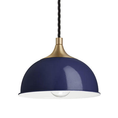 Dark Blue with Brass Holder Chelsea Dome Pendant - 8 Inch - CH-DP8-DB-BH