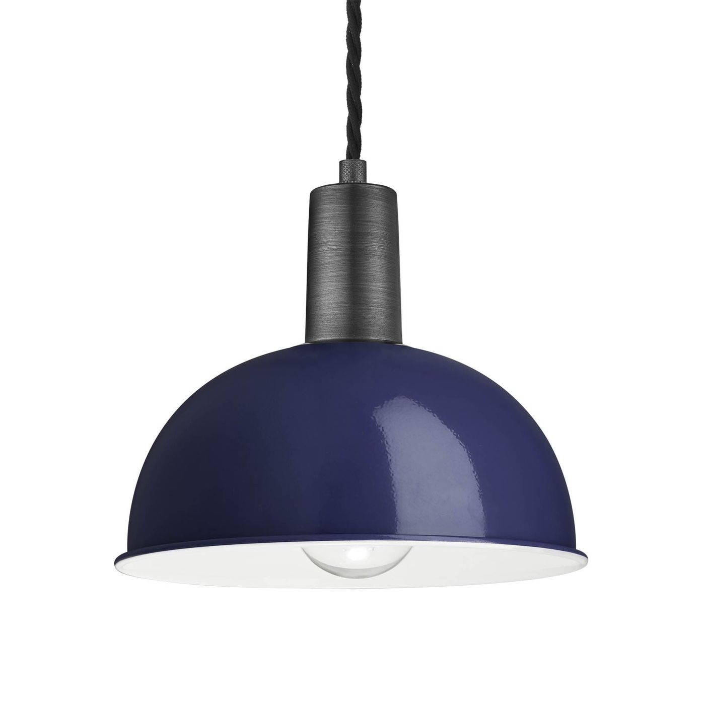 Dark Blue Sleek Dome Pendant 8 Inch with Pewter Holder - Product Code SL-DP8-DB-PH
