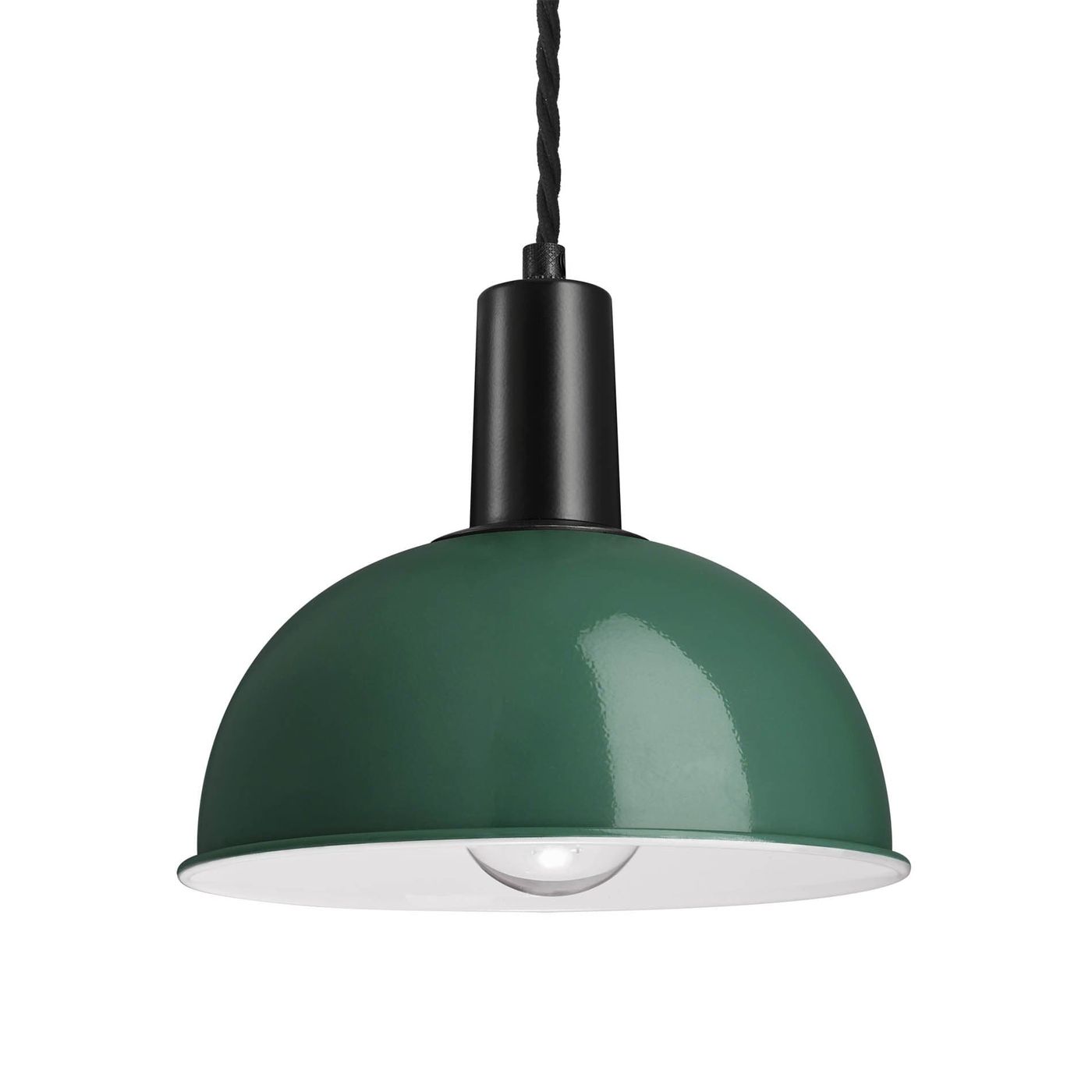 Dark Green Sleek Dome Pendant in 8 Inch  with Black Holder Product Code - SL-DP8-DG-BKH