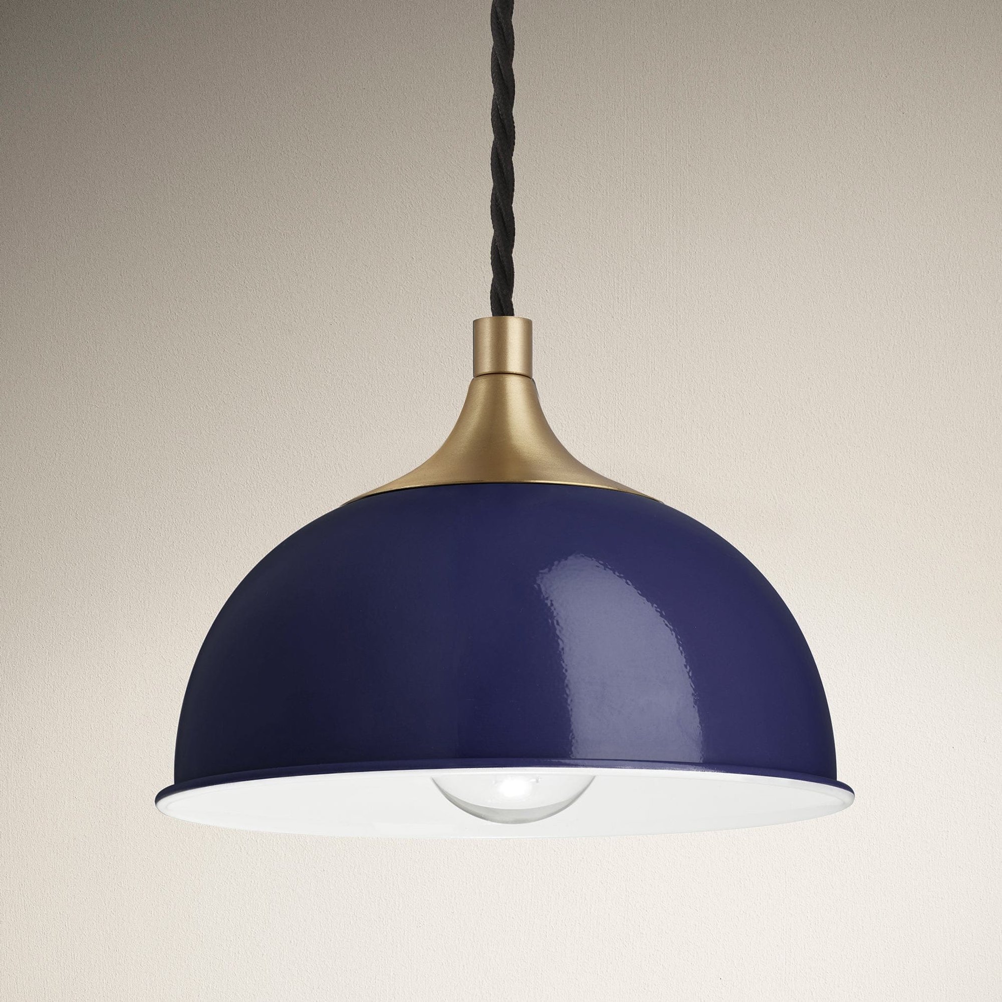 Dark Blue with Brass Holder Chelsea Dome Pendant - 8 Inch - CH-DP8-DB-BH