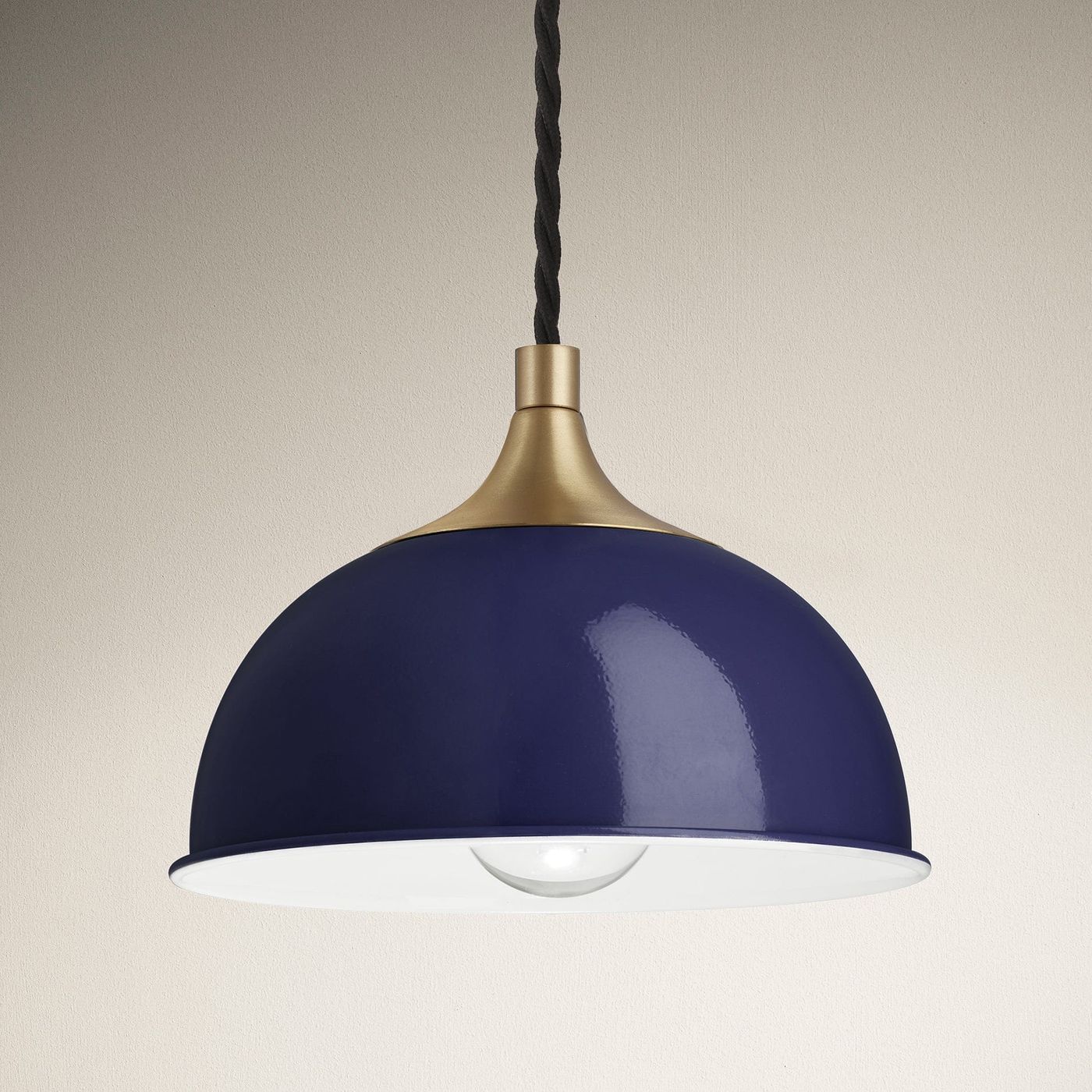 Dark Blue with Brass Holder Chelsea Dome Pendant - 8 Inch - CH-DP8-DB-BH