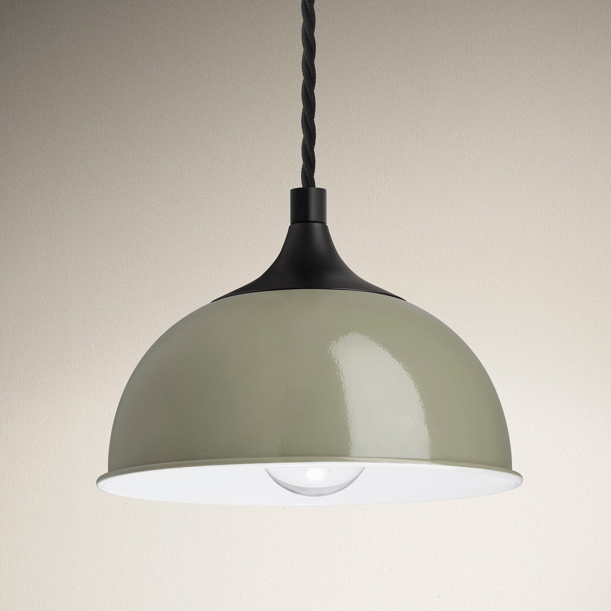 Sage Green with Black Holder Chelsea Dome Pendant - 8 Inch - CH-DP8-SG-BKH