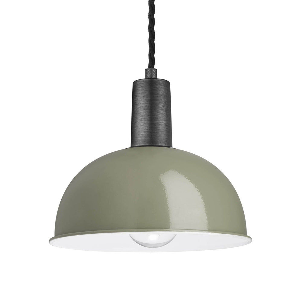 Sage Green Sleek Dome Pendant 8 Inch with Pewter Holder - Product Code  SL-DP8-SG-PH