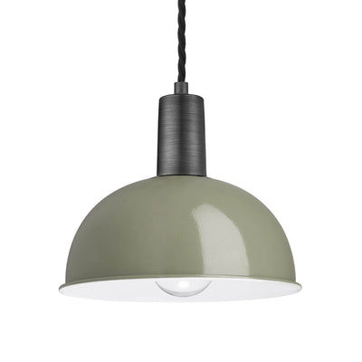 Sage Green Sleek Dome Pendant 8 Inch with Pewter Holder - Product Code  SL-DP8-SG-PH