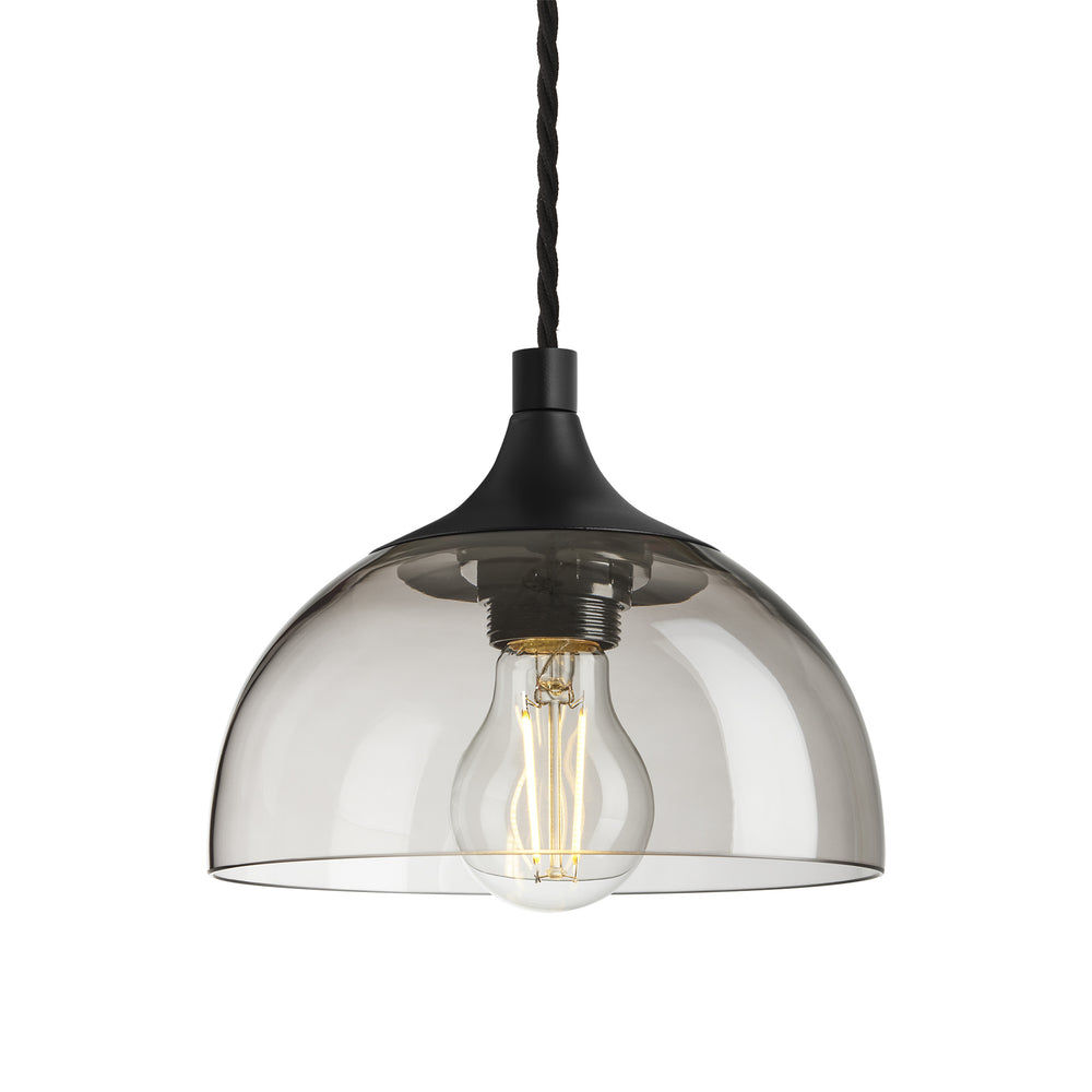 Smoked Glass Mocha with Black Holder Chelsea Dome Pendant Light CH-SGL-DP8-MO-BKH