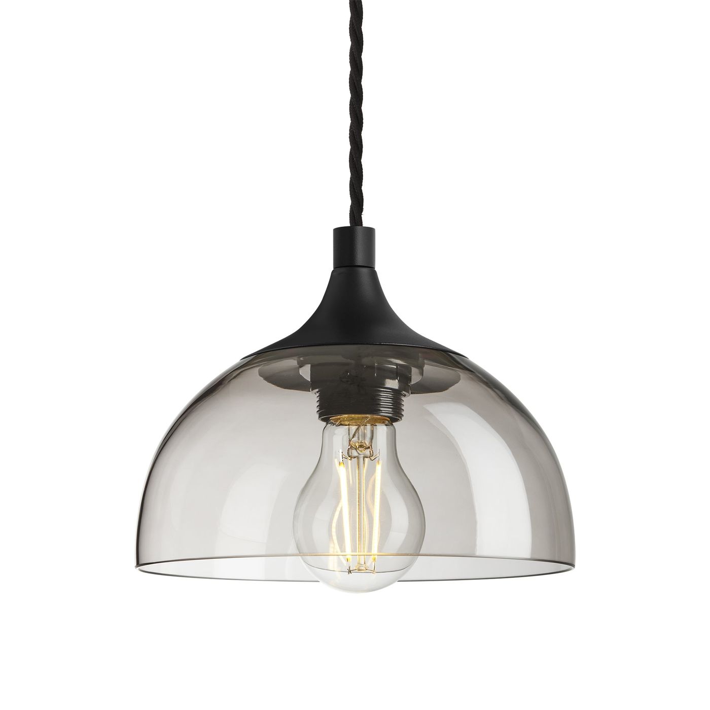 Smoked Glass Mocha with Black Holder Chelsea Dome Pendant Light CH-SGL-DP8-MO-BKH