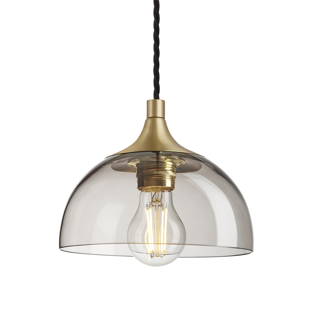 Smoked Glass Mocha with Brass Holder Chelsea Dome Pendant Light CH-SGL-DP8-MO-BH