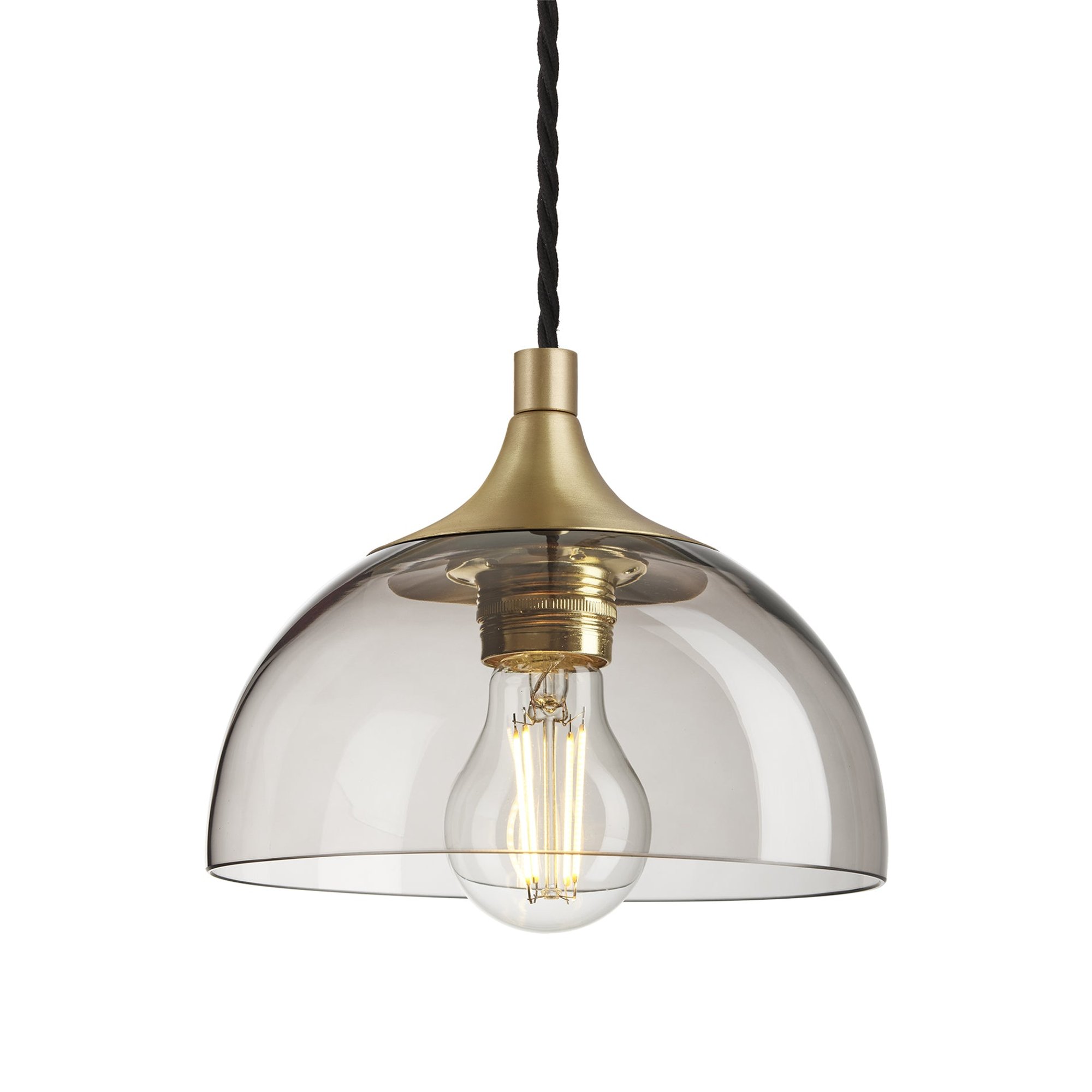 Smoked Glass Mocha with Brass Holder Chelsea Dome Pendant Light CH-SGL-DP8-MO-BH