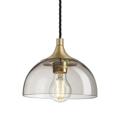 Smoked Glass Mocha with Brass Holder Chelsea Dome Pendant Light CH-SGL-DP8-MO-BH