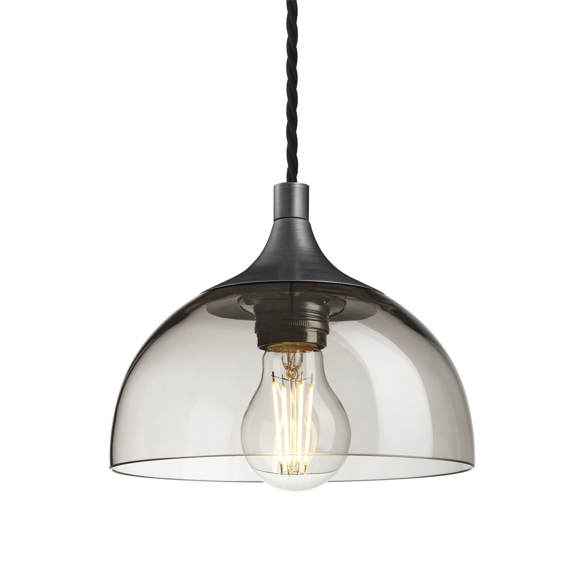 Smoked Glass Mocha with Pewter Holder Chelsea Dome Pendant Light CH-SGL-DP8-MO-PH