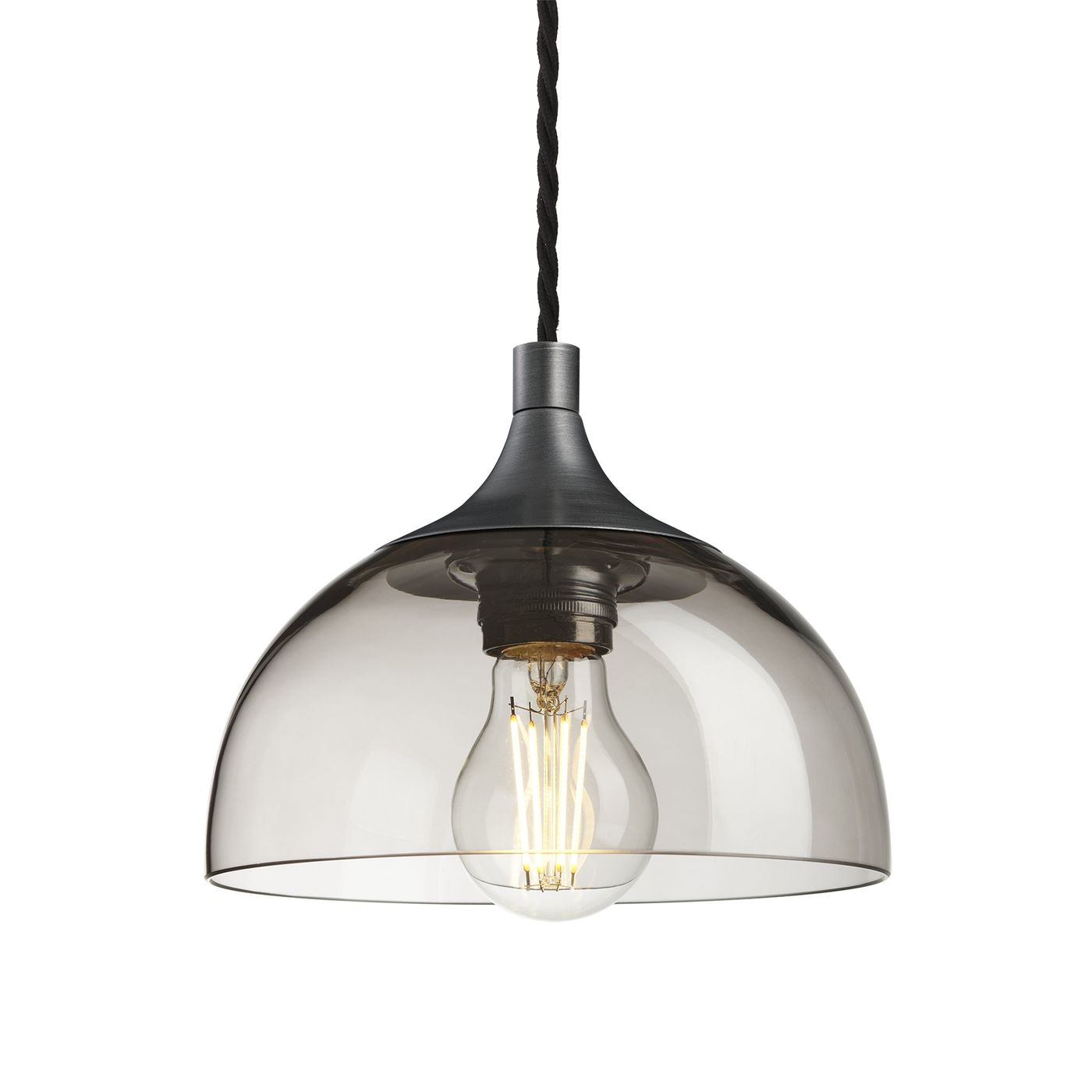 Smoked Glass Mocha with Pewter Holder Chelsea Dome Pendant Light CH-SGL-DP8-MO-PH