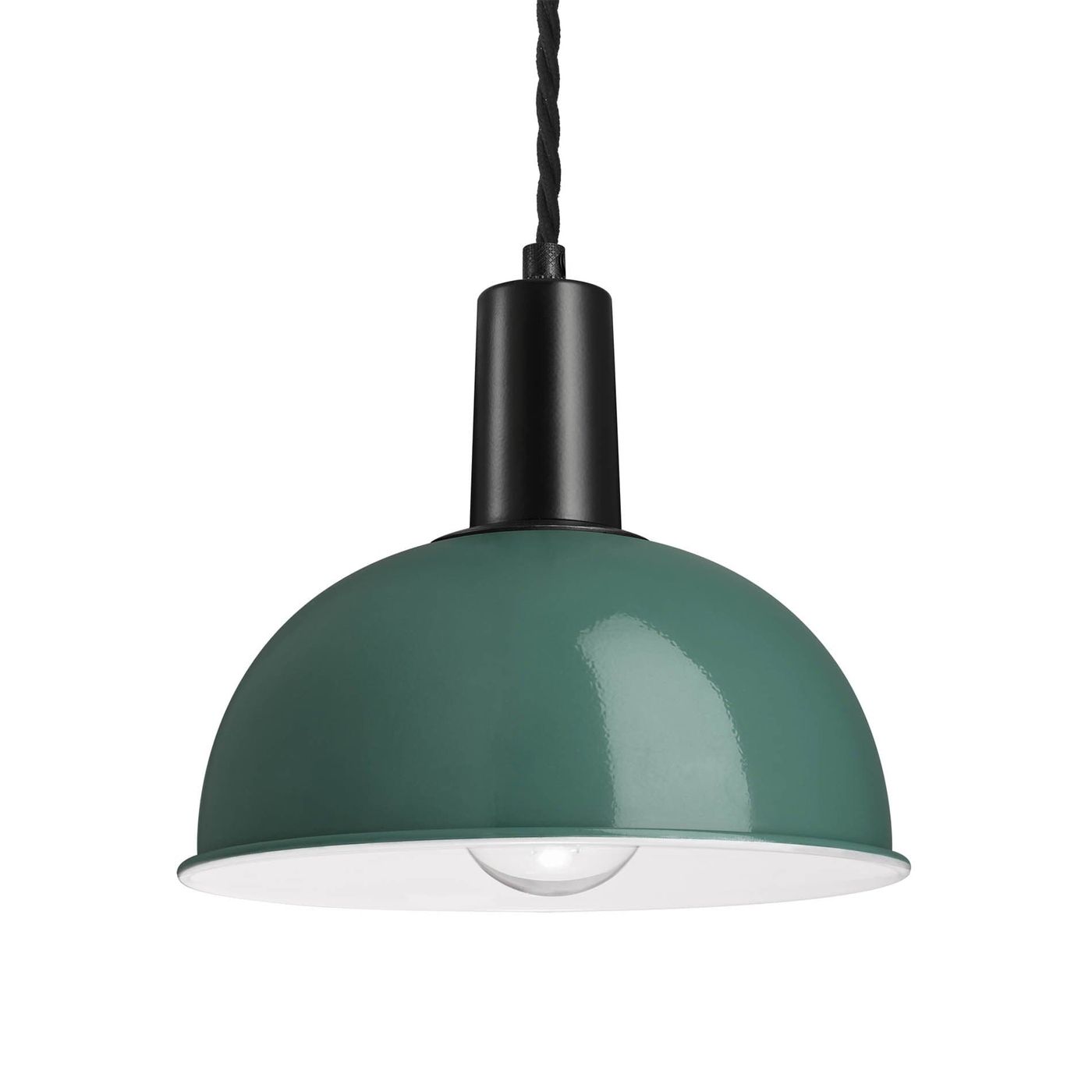 Turquoise Sleek Dome Pendant in 8 Inch with Black Holder SL-DP8-T-BKH
