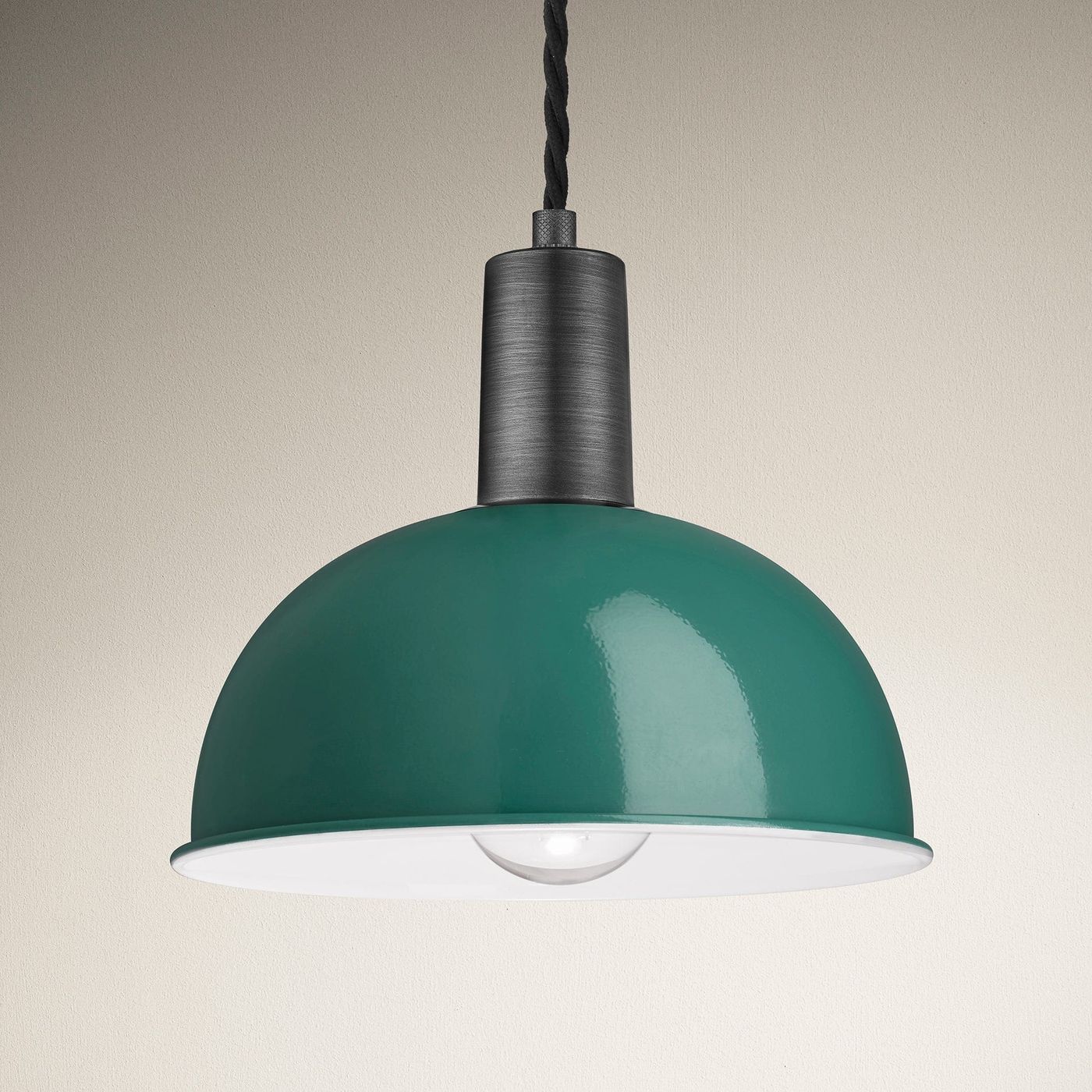Turquoise Sleek Dome Pendant in 8 Inch with Pewter Holder Product Code is SL-DP8-T-PH