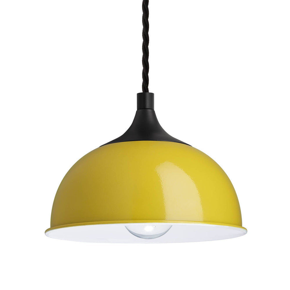 Yellow with Black Holder Chelsea Dome Pendant - 8 Inch - CH-DP8-Y-BKH