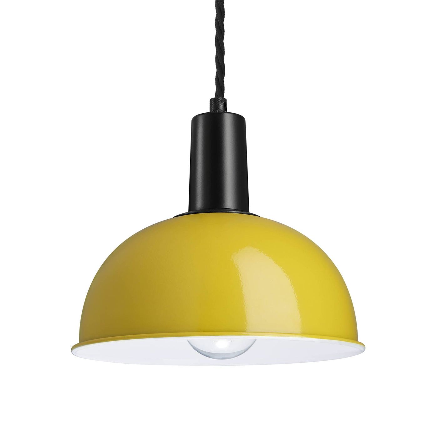 Yellow Sleek Dome Pendant 8 Inch with Black Holder - Product Code  SL-DP8-Y-BKH