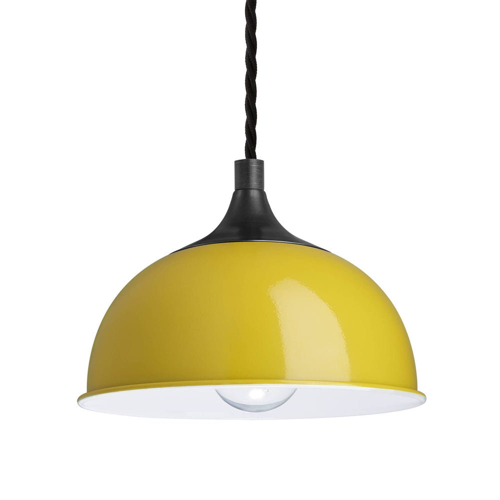 Yellow with Pewter Holder Chelsea Dome Pendant - 8 Inch - CH-DP8-Y-PH