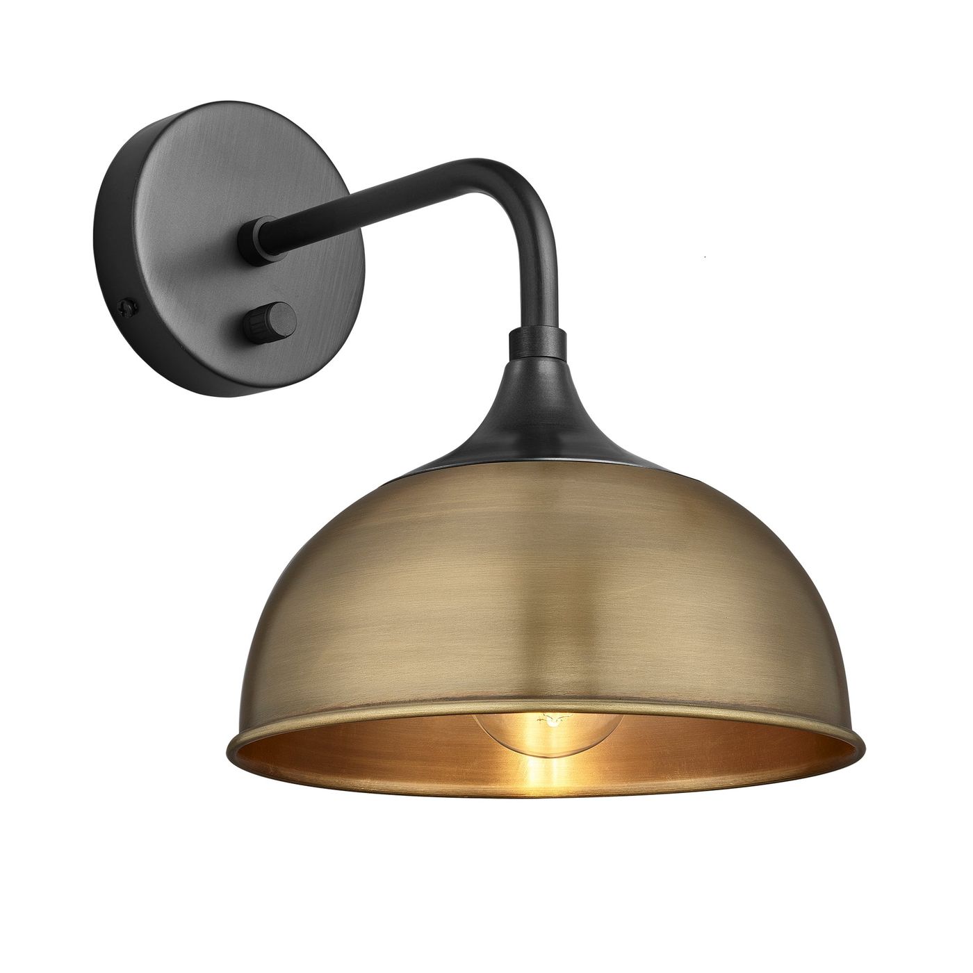 Brass with Pewter Holder Chelsea Dome Wall Light - 8 Inch - CH-DWL8-B-PH