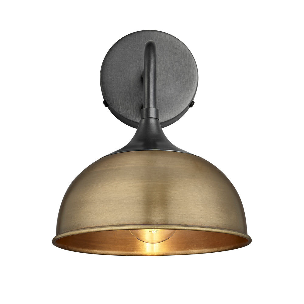 Brass with Pewter Holder Chelsea Dome Wall Light - 8 Inch - CH-DWL8-B-PH