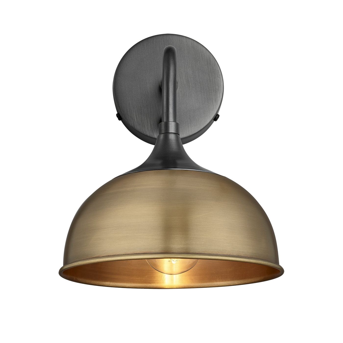 Brass with Pewter Holder Chelsea Dome Wall Light - 8 Inch - CH-DWL8-B-PH