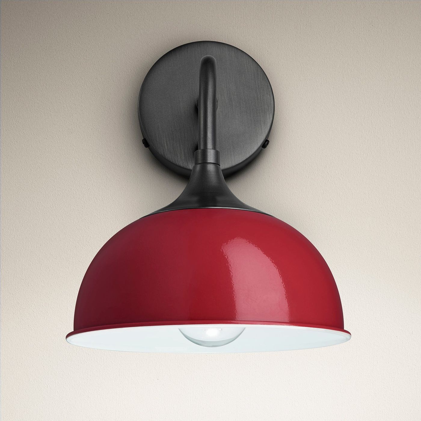 Burgundy with Pewter Holder Chelsea Dome Wall Light - 8 Inch - CH-DWL8-BU-PH
