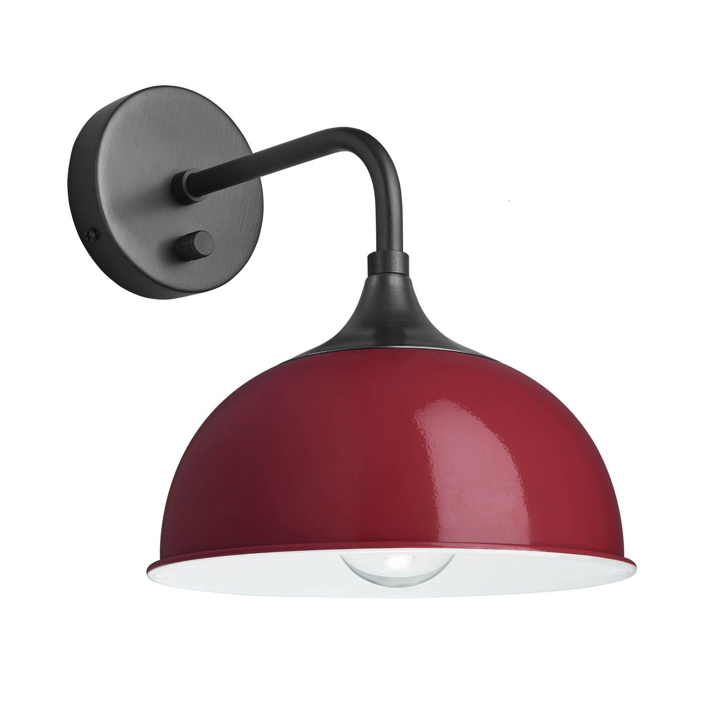 Burgundy with Pewter Holder Chelsea Dome Wall Light - 8 Inch - CH-DWL8-BU-PH