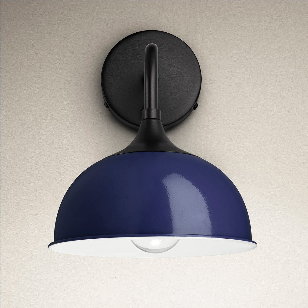 Dark Blue with Black Holder Chelsea Dome Wall Light - 8 Inch - CH-DWL8-DB-BKH