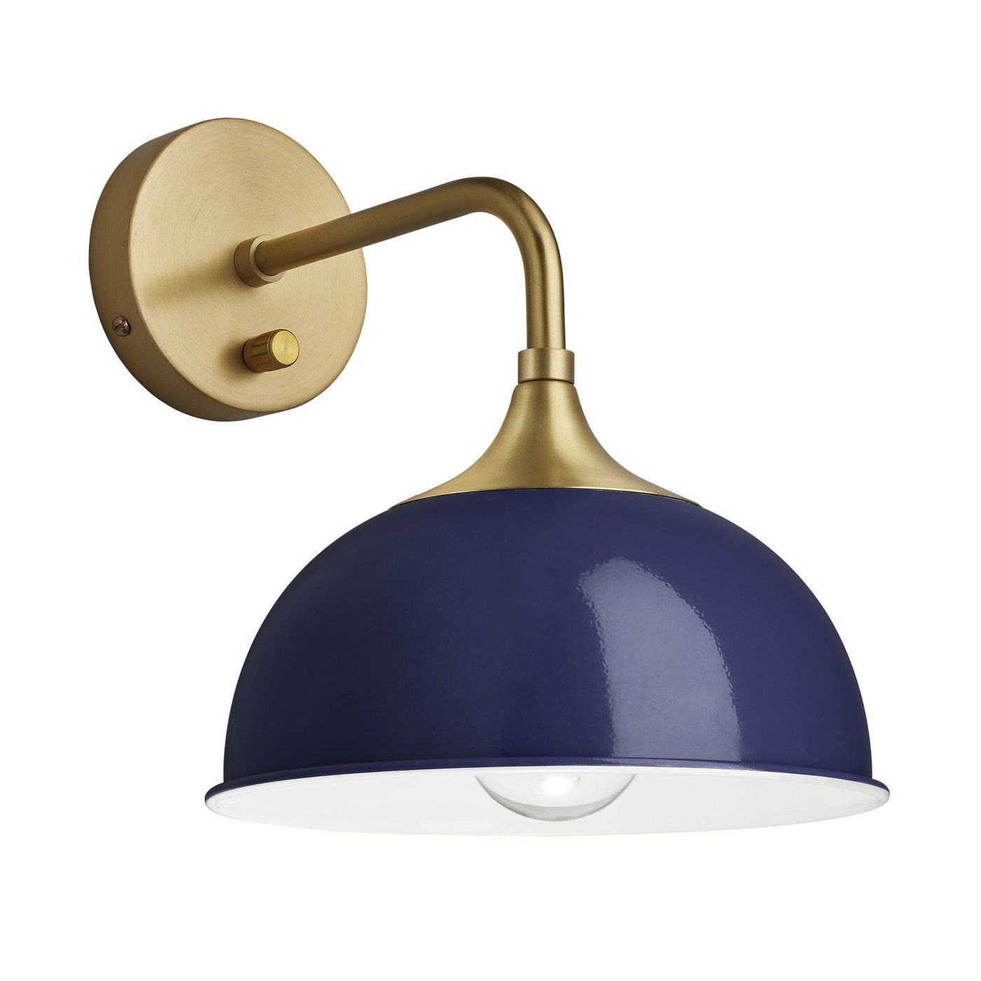 Dark Blue with Brass Holder Chelsea Dome Wall Light - 8 Inch - CH-DWL8-DB-BH