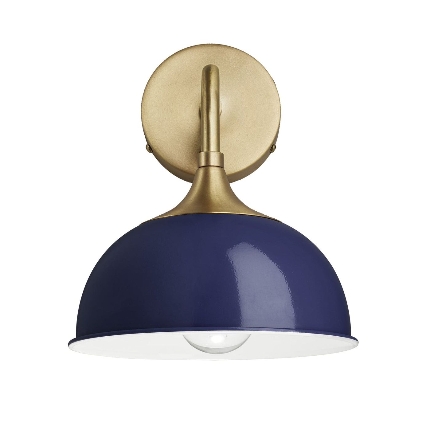 Dark Blue with Brass Holder Chelsea Dome Wall Light - 8 Inch - CH-DWL8-DB-BH