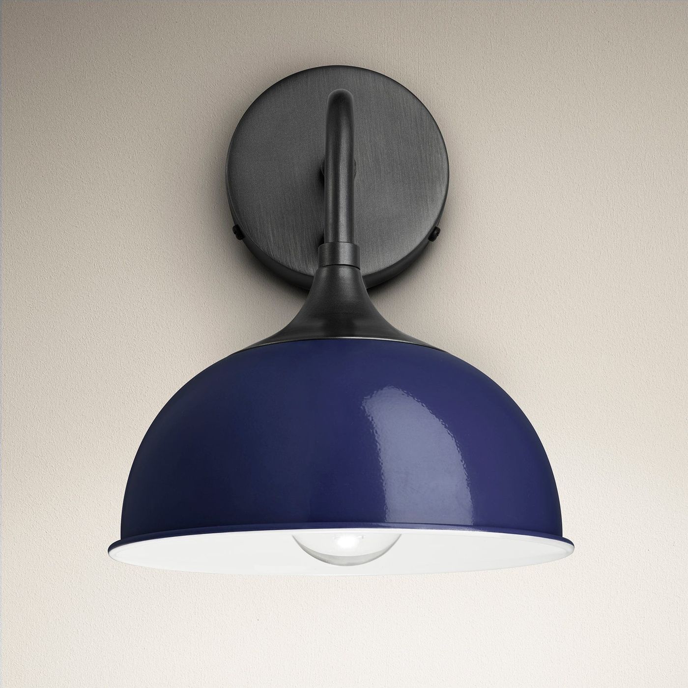 Dark Blue with Pewter Holder Chelsea Dome Wall Light - 8 Inch - CH-DWL8-DB-PH