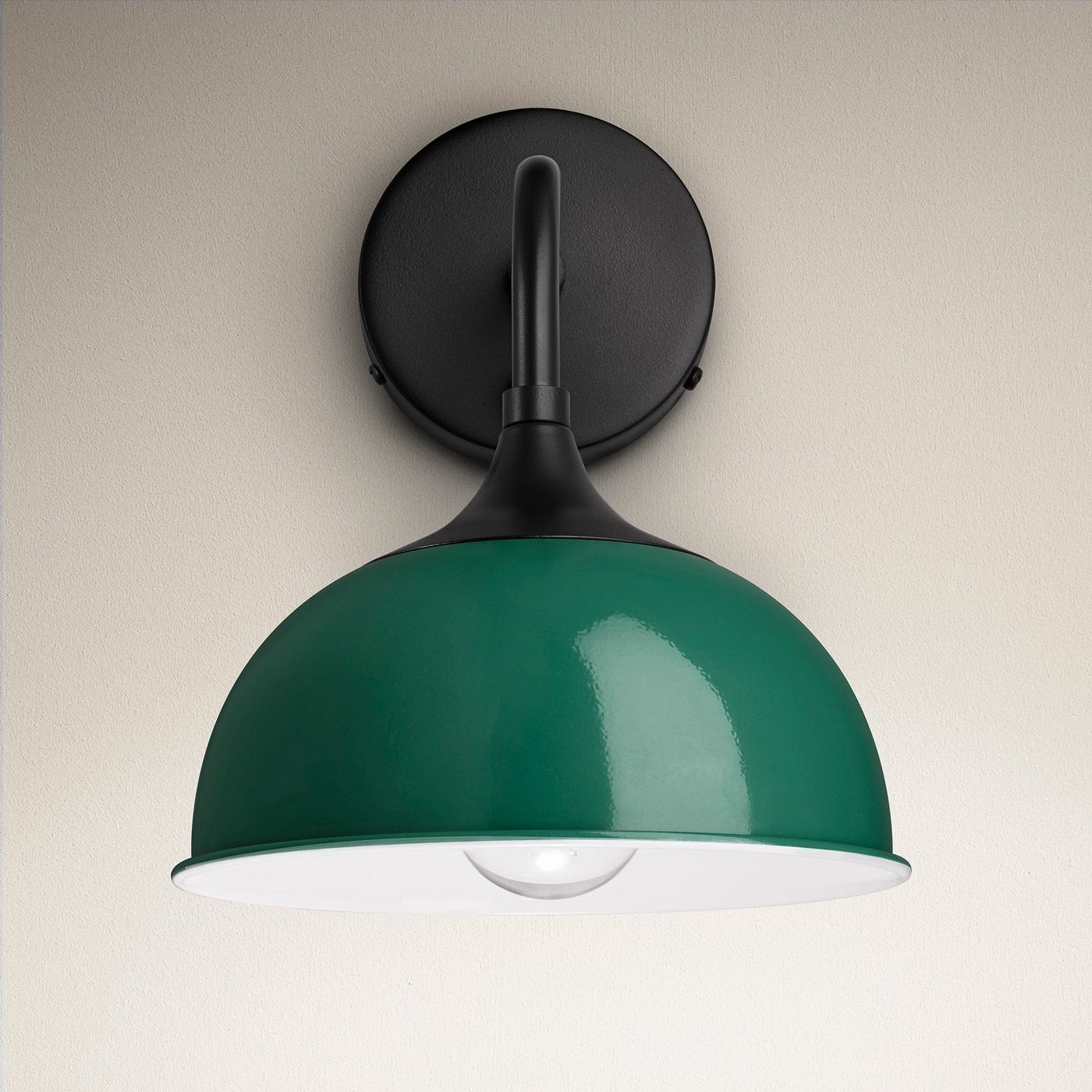 Dark Green with Black Holder Chelsea Dome Wall Light - 8 Inch - CH-DWL8-DG-BKH