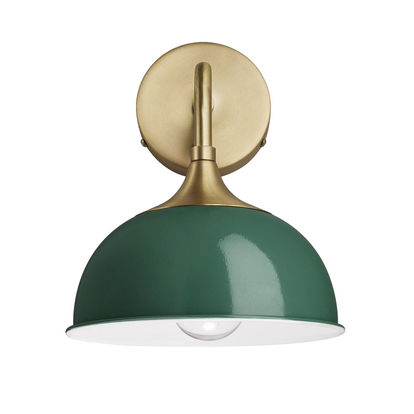 Dark Green with Brass Holder Chelsea Dome Wall Light - 8 Inch - CH-DWL8-DG-BH
