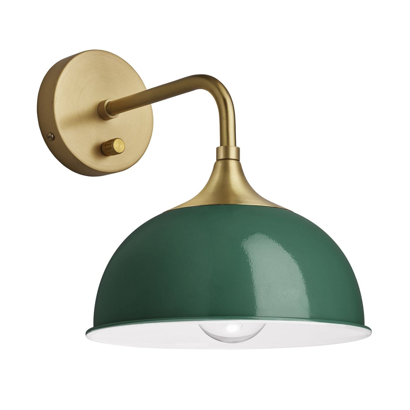 Dark Green with Brass Holder Chelsea Dome Wall Light - 8 Inch - CH-DWL8-DG-BH